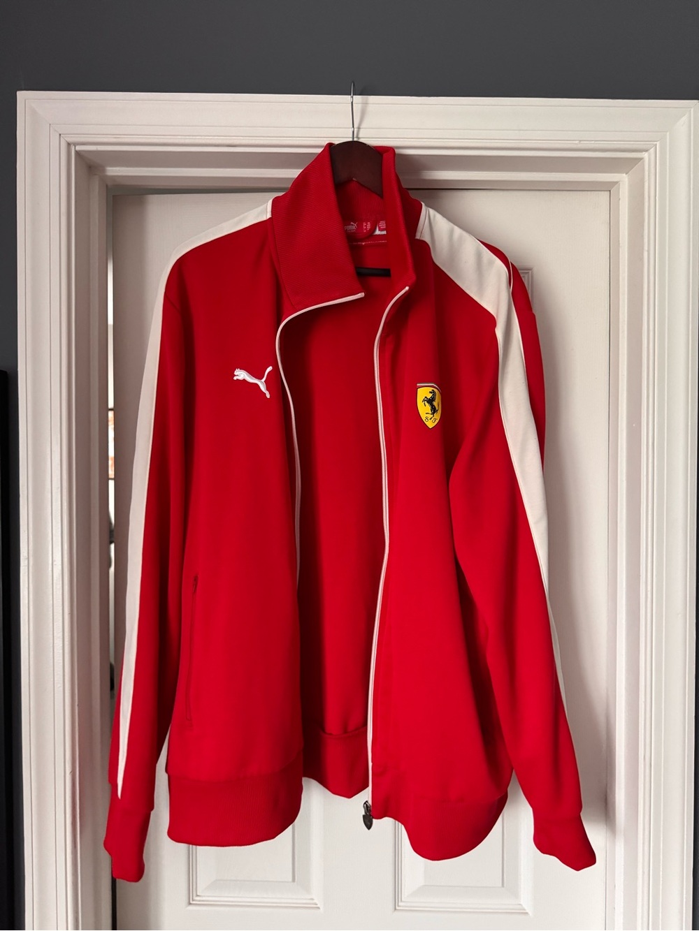 Puma Red Track Jacket with White Piping